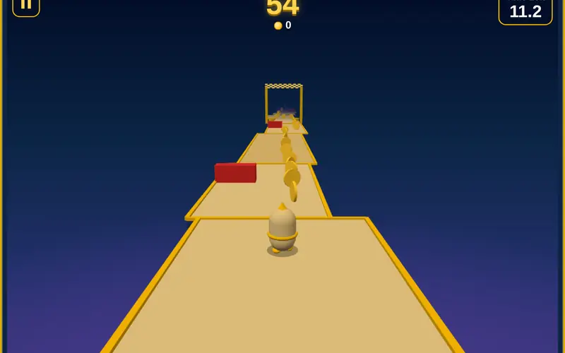 Gold Coin Dash gameplay: running along floating gold platforms in a starry sky
