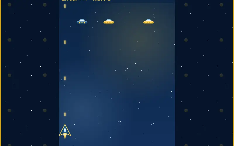 Space Shooter gameplay: the player ship firing at waves of drones