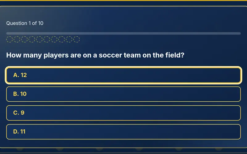Trivia gameplay: a multiple choice question with four answers